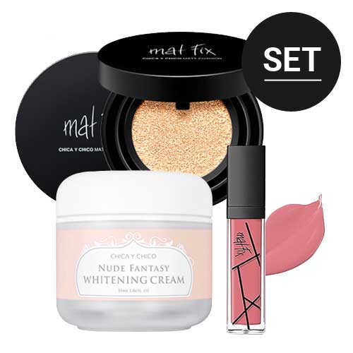[CHICA Y CHICO] Simple Makeup Set (Nude Fantasy Whitening Cream+Matt Cushion #22 + Matt Lip #03)