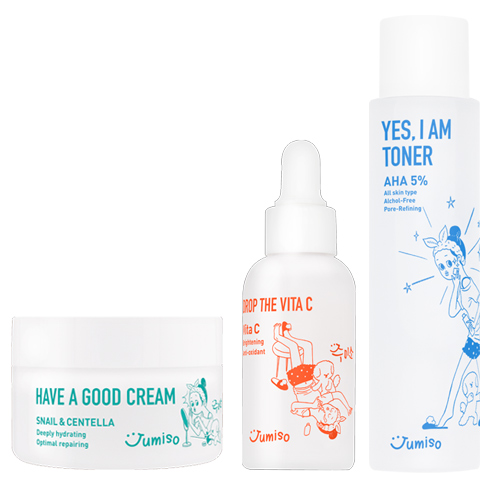 [Jumiso] JUMISO Skincare Set (Yes I Am Toner AHA 5%+Drop The Vita C Facial Serum+Have A Good Cream Snail & Centella)