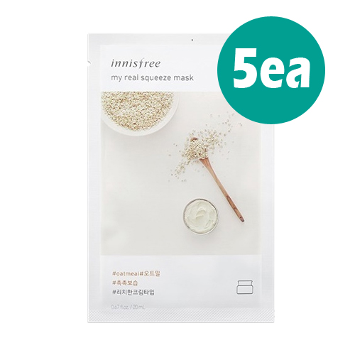 [Innisfree] My Real Squeeze Mask (5ea) (Oatmeal)
