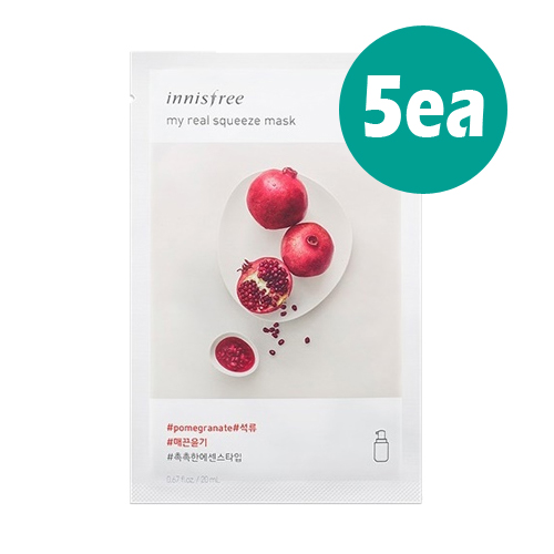 [Innisfree] My Real Squeeze Mask (5ea) (Pomegranate)