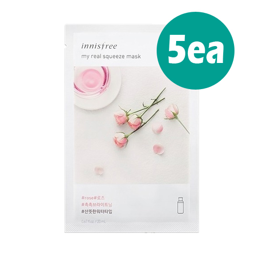 [Innisfree] My Real Squeeze Mask (5ea) (Rose)