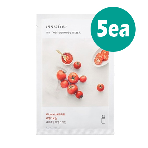 [Innisfree] My Real Squeeze Mask (5ea) (Tomato)