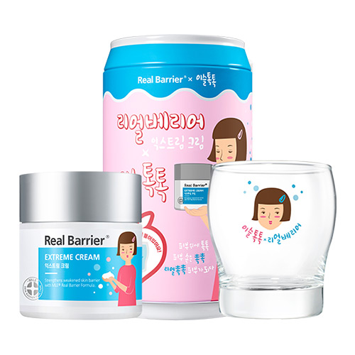 [Real Barrier] *Limited Edition* Extreme Cream 50ml LEESLE TOK TOK COLLAVORATION (Glass Cup 1ea+ Coin Bank 1ea)