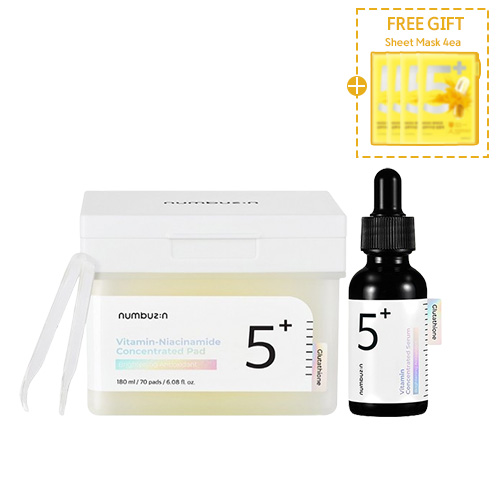 [Numbuzin] No.5 Vitamin Pad & Ampoule Set (+No.5 Sheet Mask 4ea)